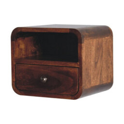 Artisan Furniture Solid Wood Extra Mini Wall Mounted Curved Chestnut Bedside With Open Slot - thumbnail 2