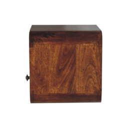 Artisan Furniture Solid Wood Extra Mini Wall Mounted Curved Chestnut Bedside With Open Slot - thumbnail 8