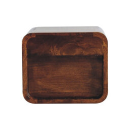 Artisan Furniture Solid Wood Extra Mini Wall Mounted Curved Chestnut Bedside With Open Slot - thumbnail 9