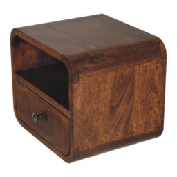 Artisan Furniture Solid Wood Extra Mini Wall Mounted Curved Chestnut Bedside With Open Slot - thumbnail 7
