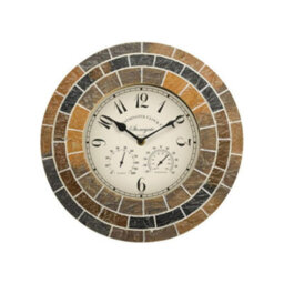 Marco Paul 34Cm Stone Slate Outside Clock And Thermometer For Garden - thumbnail 2