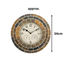 Marco Paul 34Cm Stone Slate Outside Clock And Thermometer For Garden - thumbnail 3