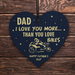 Red Ocean Funny Fathers Day Gift Motorbike Biker Bike Gift For Dad Daddy Wooden Heart Hanging Sign - thumbnail 5