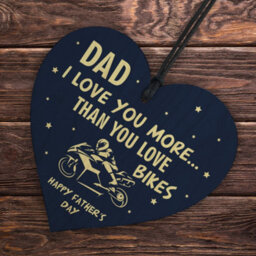 Red Ocean Funny Fathers Day Gift Motorbike Biker Bike Gift For Dad Daddy Wooden Heart Hanging Sign - thumbnail 6