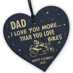 Red Ocean Funny Fathers Day Gift Motorbike Biker Bike Gift For Dad Daddy Wooden Heart Hanging Sign - thumbnail 1