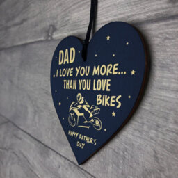 Red Ocean Funny Fathers Day Gift Motorbike Biker Bike Gift For Dad Daddy Wooden Heart Hanging Sign - thumbnail 7