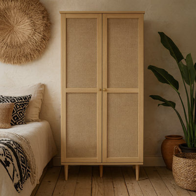 Wyld Haus Mallowmoss Rattan And Wood 2-Door Tall Display Cabinet Natural - image 1