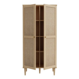 Wyld Haus Mallowmoss Rattan And Wood 2-Door Tall Display Cabinet Natural - thumbnail 7