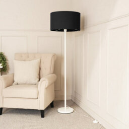 Valuelights Charles White Floor Lamp With Black Drum Shade - thumbnail 3