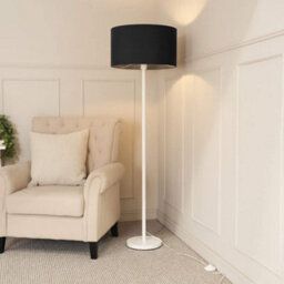 Valuelights Charles White Floor Lamp With Black Drum Shade - thumbnail 5