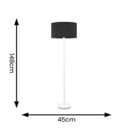 Valuelights Charles White Floor Lamp With Black Drum Shade - thumbnail 8