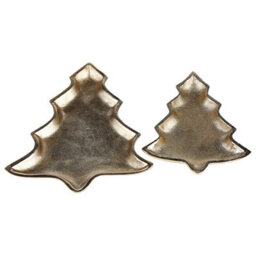 Beliani Set Of 2 Trinket Dishes Christmas Tree Durian Metal Gold