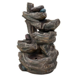 Living And Home 5-Tier Solar-Powered Water Fountain, With Antique Wooden Texture Design For Outdoor Decor, 46.5Cm(H) - thumbnail 7