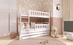 Arte Blanka Contemporary Pine Bunk Bed With Trundle Bed 2 Storage Drawers In White (L)1980mm (H)1640mm (W)980mm - thumbnail 3