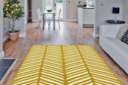 The Rugs Maestro Collection Herringbone Design Rug In Ochre - thumbnail 4