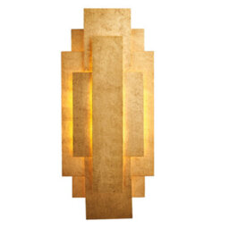 Antique Gold Leaf Panel Wall Light Fitting - Twin G9 Led - Decorative Sconce - thumbnail 1