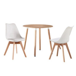 Life Interiors Halo Round Dining Set With Oak Table And 2 White Chairs - thumbnail 2