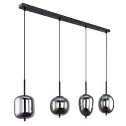 Luminosa Lighting Luminosa Blacky Bar Pendant Ceiling Light Black Glass Shade 4X E14 - thumbnail 2