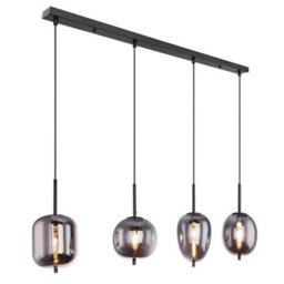 Luminosa Lighting Luminosa Blacky Bar Pendant Ceiling Light Black Glass Shade 4X E14 - thumbnail 1