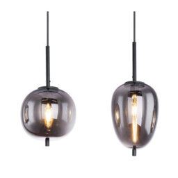 Luminosa Lighting Luminosa Blacky Bar Pendant Ceiling Light Black Glass Shade 4X E14 - thumbnail 4