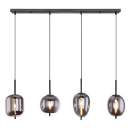 Luminosa Lighting Luminosa Blacky Bar Pendant Ceiling Light Black Glass Shade 4X E14 - thumbnail 3
