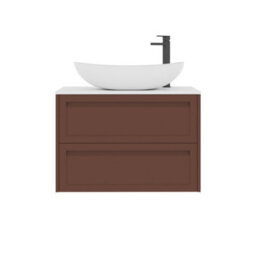 Royal Bathrooms Royal Bathroom Elmore 800mm Terracotta Clay Wall Mounted Bathroom Vanity Unit 2 Drawer Plain White Worktop With Cesar Basin - thumbnail 7