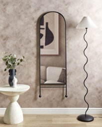 Beliani Wall Mirror Jarnages 45 Cm 145 Cm Metal Black - thumbnail 2