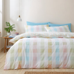Catherine Lansfield Spring Check Reversible Duvet Cover Set With Pillowcases Pastel - thumbnail 2