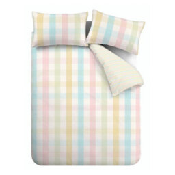 Catherine Lansfield Spring Check Reversible Duvet Cover Set With Pillowcases Pastel - thumbnail 5