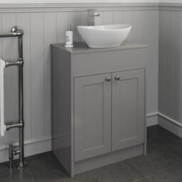 Affine 600mm Grey Traditional Vanity Unit Countertop Bathroom Furniture Oval Basin Sink