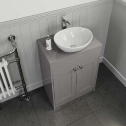 Affine 600mm Grey Traditional Vanity Unit Countertop Bathroom Furniture Oval Basin Sink - thumbnail 3
