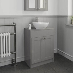 Affine 600mm Grey Traditional Vanity Unit Countertop Bathroom Furniture Oval Basin Sink - thumbnail 2