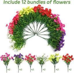 12 Pack Uv And Weather Resistant Artificial Flower Bundles - For Graves, Balconies, Planters, Porches, Hanging Gardens - thumbnail 2