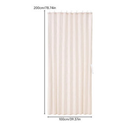 Living And Home Beige White Faux Linen Pleated Door Window Curtain Single Panel With Tie Back 100X200Cm - thumbnail 9