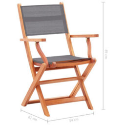Berkfield Folding Garden Chairs 2 Pcs Grey Solid Eucalyptus Wood And Textilene - thumbnail 9