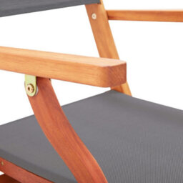 Berkfield Folding Garden Chairs 2 Pcs Grey Solid Eucalyptus Wood And Textilene - thumbnail 7