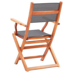 Berkfield Folding Garden Chairs 2 Pcs Grey Solid Eucalyptus Wood And Textilene - thumbnail 5