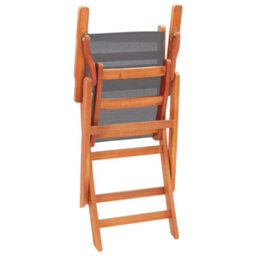 Berkfield Folding Garden Chairs 2 Pcs Grey Solid Eucalyptus Wood And Textilene - thumbnail 6