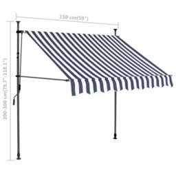 Berkfield Manual Retractable Awning With Led 150 Cm Blue And White - thumbnail 8