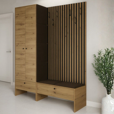 Balma Iii Hallway Anteroom With Versatile Arrangement Options Artisan Black With Brown Panels - image 1