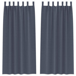Berkfield Curtains With Curtains 2 Pcs Anthracite Polyester - thumbnail 2