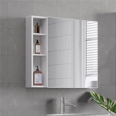 Yaheetech White Bathroom 2-Tier Wall-Mounted Cabinet With 2 Mirrored Doors - image 1