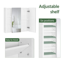 Yaheetech White Bathroom 2-Tier Wall-Mounted Cabinet With 2 Mirrored Doors - thumbnail 5