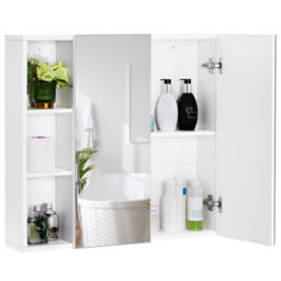 Yaheetech White Bathroom 2-Tier Wall-Mounted Cabinet With 2 Mirrored Doors - thumbnail 2