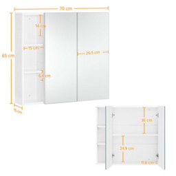 Yaheetech White Bathroom 2-Tier Wall-Mounted Cabinet With 2 Mirrored Doors - thumbnail 3