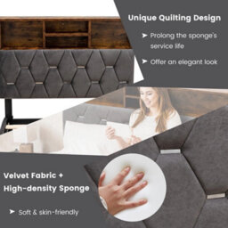 Modern Single Bed Frame Velvet Upholstered Platform Bed Mattress Foundation - thumbnail 3