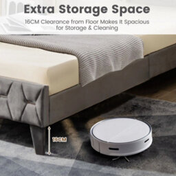 Modern Single Bed Frame Velvet Upholstered Platform Bed Mattress Foundation - thumbnail 4