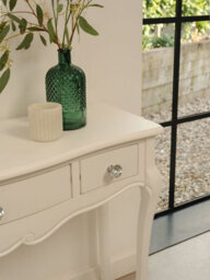 Statement Furniture Juliette Shabby Chic Dressing Table With Crystal Handles- White - thumbnail 2