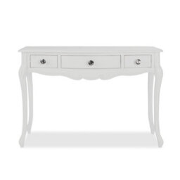 Statement Furniture Juliette Shabby Chic Dressing Table With Crystal Handles- White - thumbnail 1