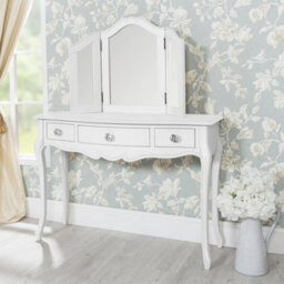 Statement Furniture Juliette Shabby Chic Dressing Table With Crystal Handles- White - thumbnail 6